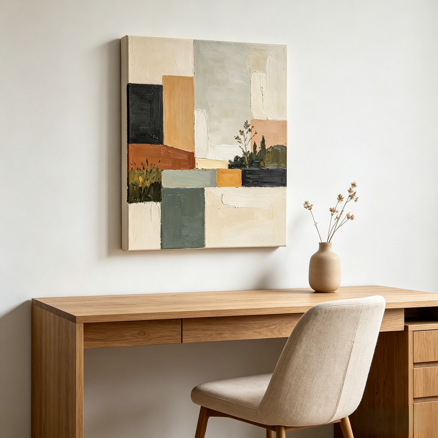 Warm Earthy Abstract Landscape Textured Canvas Wall Art