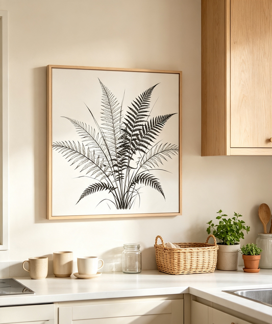 Fern & Hidden Woman Profile Line Art Wall Decor