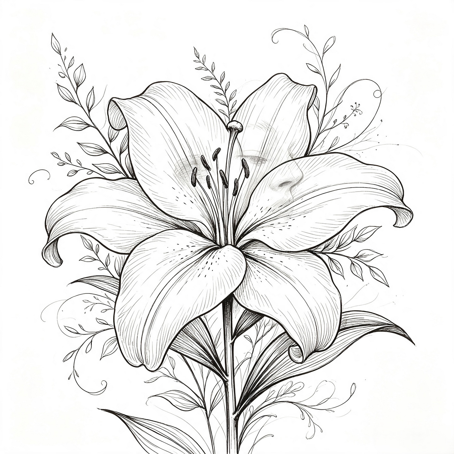 Lily Line Art Wall Art Product Description