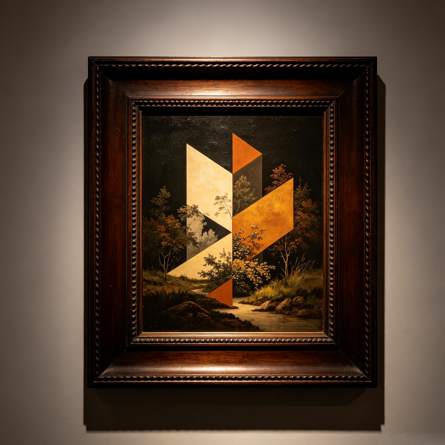 Vintage Geometric Landscape Framed Wall Art
