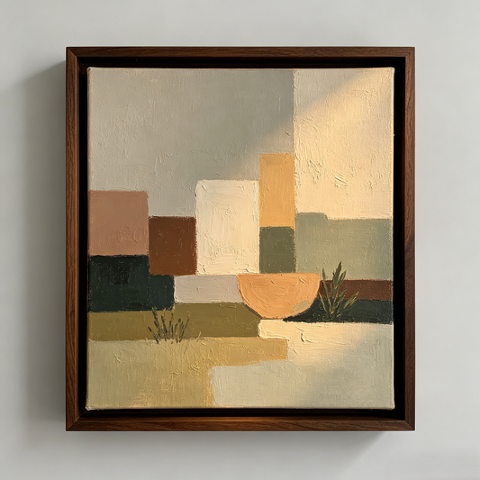 Warm Neutral Abstract Landscape Framed Canvas Wall Art
