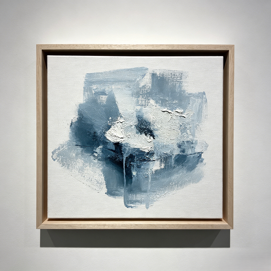 Soft Blue Abstract Textured Framed Canvas Wall Art