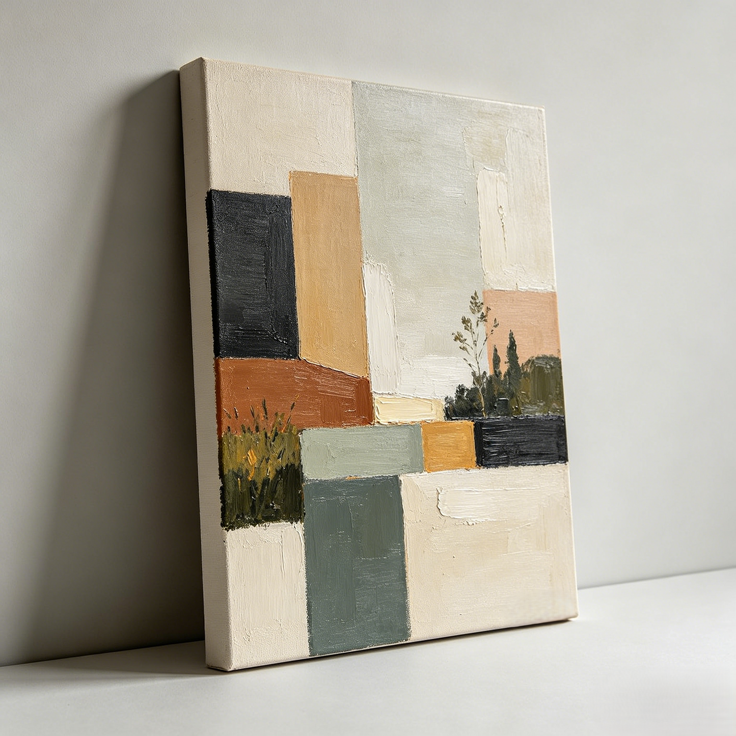 Warm Earthy Abstract Landscape Textured Canvas Wall Art