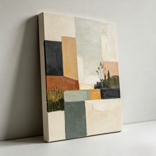Warm Earthy Abstract Landscape Textured Canvas Wall Art