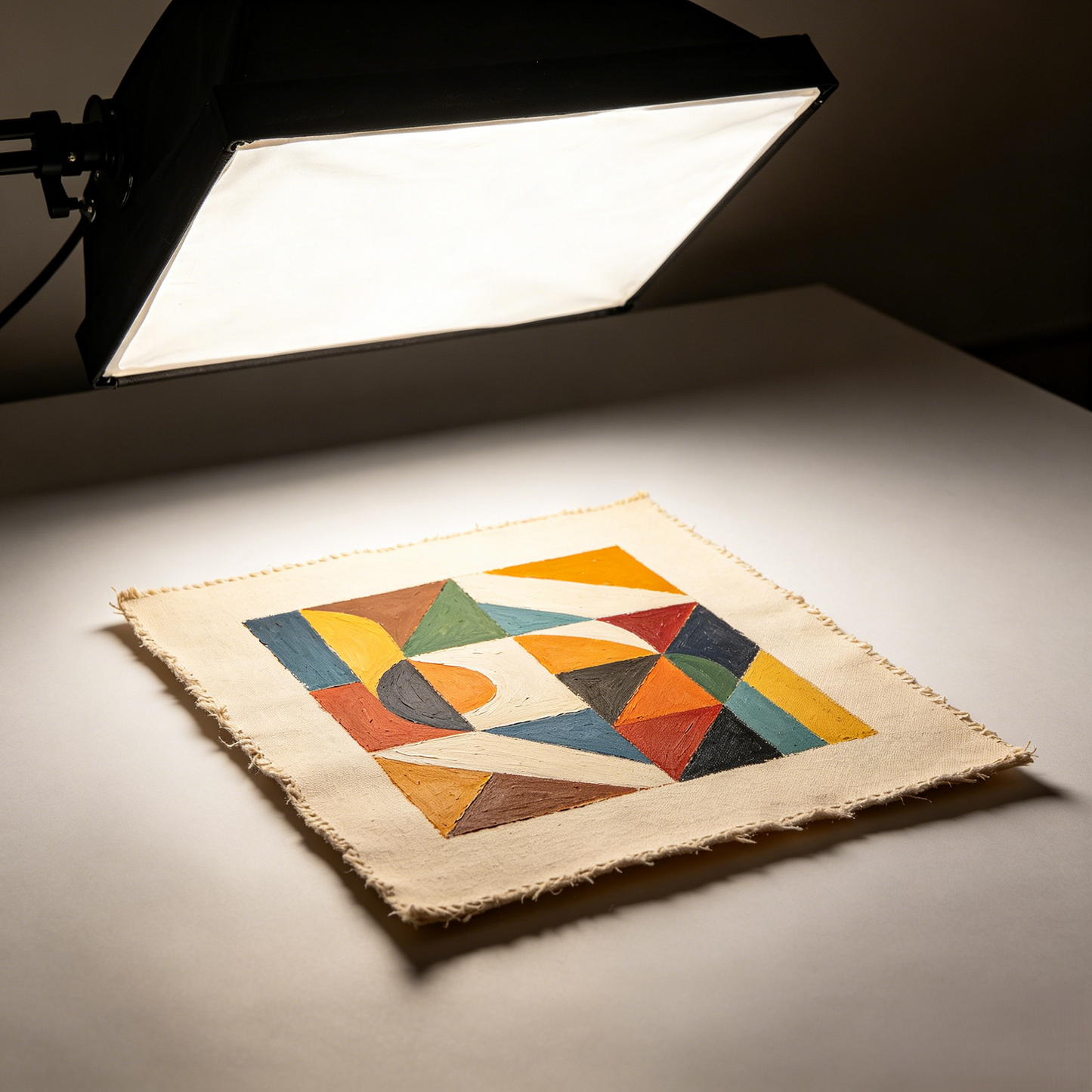 Vibrant Geometric Fringed Linen Tapestry Wall Art