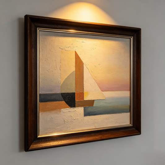 Vintage Abstract Sailboat Framed Canvas Wall Art