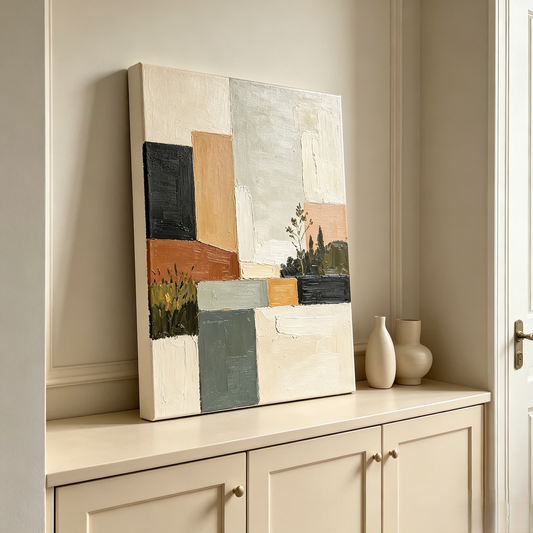 Warm Earthy Abstract Landscape Textured Canvas Wall Art