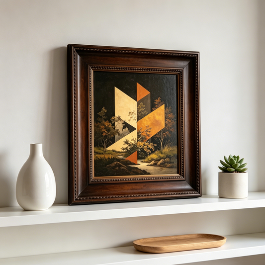 Vintage Geometric Landscape Framed Wall Art