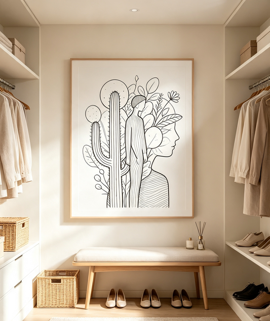 Cactus & Human Line Art Wall Art