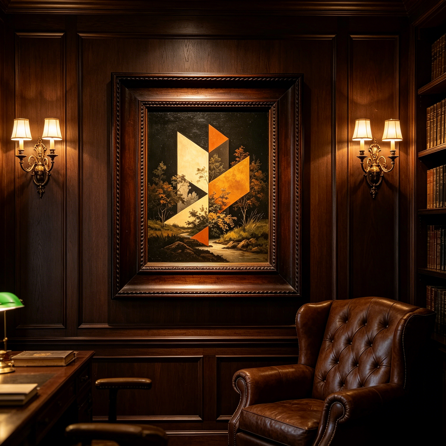 Vintage Geometric Landscape Framed Wall Art